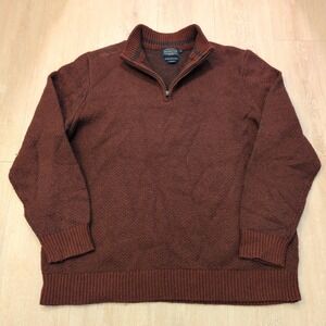 VTG Pendleton Men's XL Washable Wool Quarter Zip Sweater 100% Shetland Wool Red